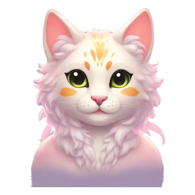 Kawaii bright fantasy ethereal anthro feline fursona animal creature sticker