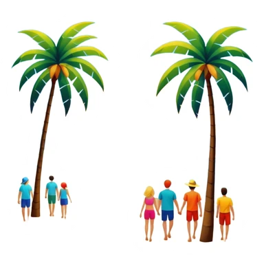abstract art people on the beach with palm trees landscape  sticker