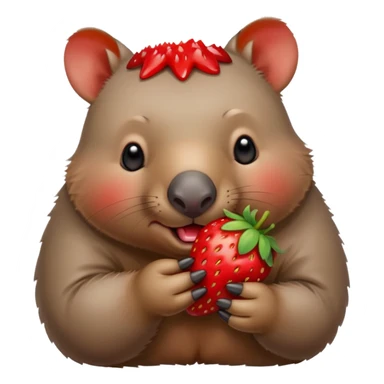Cute wombat eating a strawberry  sticker