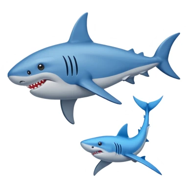 Un tiburón parado con zapatillas azules sticker