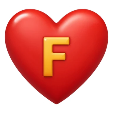 un corazon rojo con la letra f en el centro pero para un emoji sticker