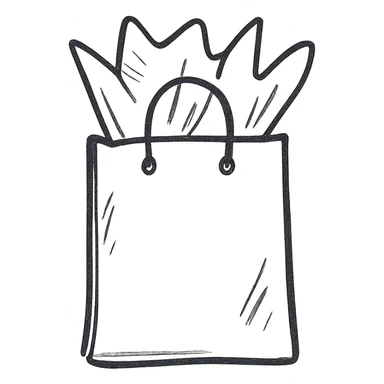 a gift bag with tissue paper sticker