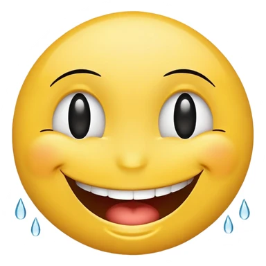 Make a laughing smiley with tears, where there will be eyelashes on the eyes sticker