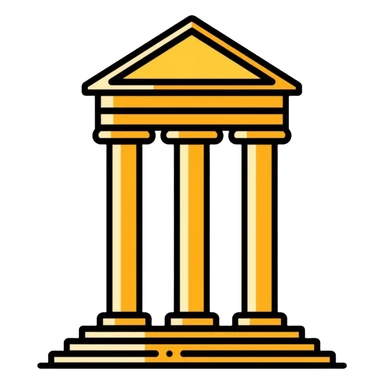 classical building with columns in yellow color sticker