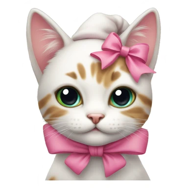 Cute Christmas cat with a pink bow on ear sticker