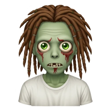 zombie with brown dreads white tee  sticker