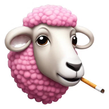 A pink sheep with a cigarette in its mouth sticker