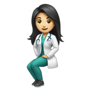 female doctor with long dark hair doing squat exercise sticker