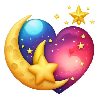 Make a emoji that is connected to moon stars heart  sticker