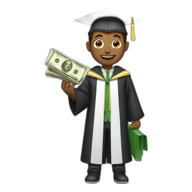 graduate men is holding money sticker
