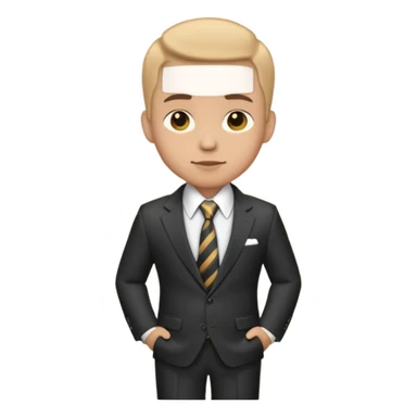Mini character in oversized suit and tie sticker