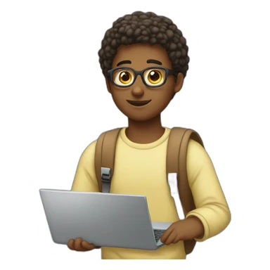 student with the laptop self-study sticker