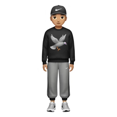 Crea Un Emoji Con Cuerpo Completo Que Sea Hombre Con Corte Alucin Y Una Gorra De Nike, Unos Zapatos Campus Adidas, Suéter Negro De LA,  Un Pantalón Con Palomas Estilo Bellaco O Ancho sticker
