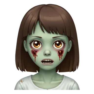 a zombie girl with bangs and straight brown hair  sticker