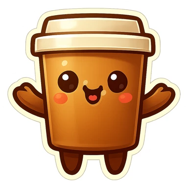 Tall coffee cup, vompassion, offerring a hug sticker