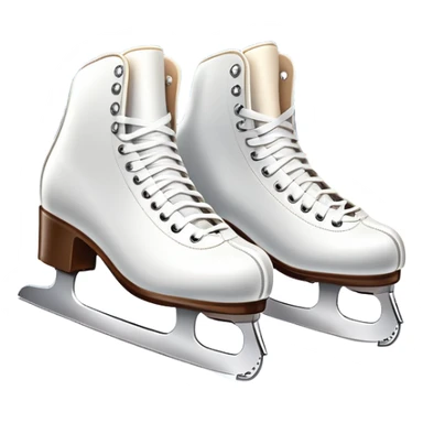 An icon showing The rink is surrounded by cheering spectators and soft arena lights, creating a beautiful, dynamic atmosphere. a pair of elegant figure skates placed on the smooth, sparkling ice of a grand ice arena. Transparent background highlights the grace and beauty of figure skating. sticker