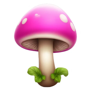 Pink little smiley mushroom with long stem growing between two balls sticker