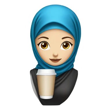 Hijab woman with white skin and blue eyes drink caffe sticker