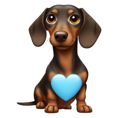 dachshund brown in light blue heart sticker