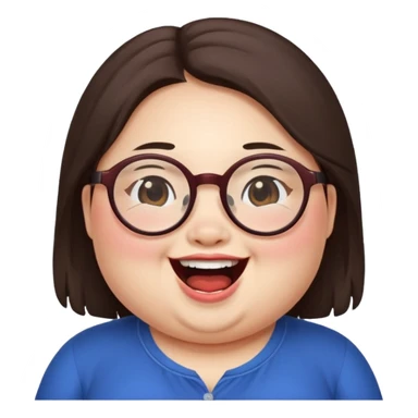 Chubby Laughing Mei mei wearing glasses from turning red sticker