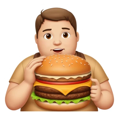 fat person eating huge burger sticker