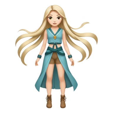 Empowered woman enjoying long tied hairs with full body sticker