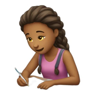 a girl doing  homework sticker
