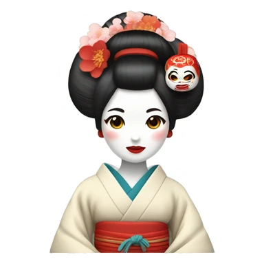 Geisha with daruma doll sticker