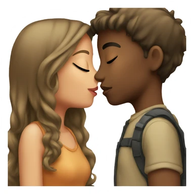 girl kissing boy sticker