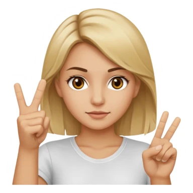 A girl about 35 dirty blonde, hair, brown eyes flipping the middle finger sticker