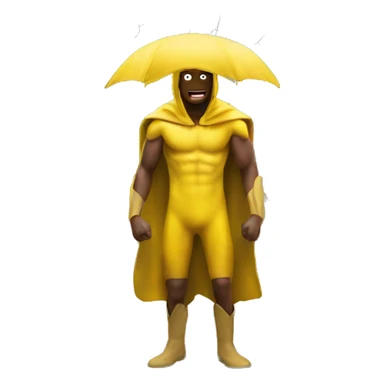 Guy in banana suit with severe thunderstorm in the desert in the background sticker