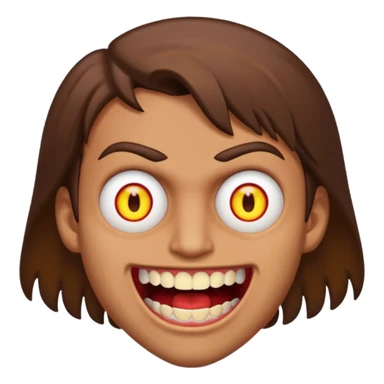 does evil things guy brown hair wide open mouth with red pupils but slightly yellow eyes and teeth sticker