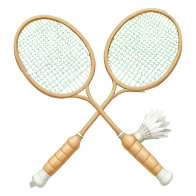 Two crossed badminton rackets with a shuttlecock resting in between, set against the faint outline of a badminton court. The image highlights the tools of the sport, with a subtle emphasis on the court's net and boundaries, symbolizing competition and skill. sticker