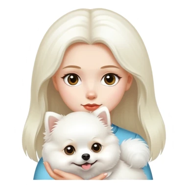 Girl Burnett with a white Pomeranian  sticker