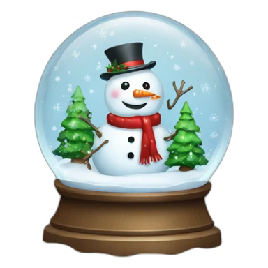 Snowman christmas tree snow globe sticker