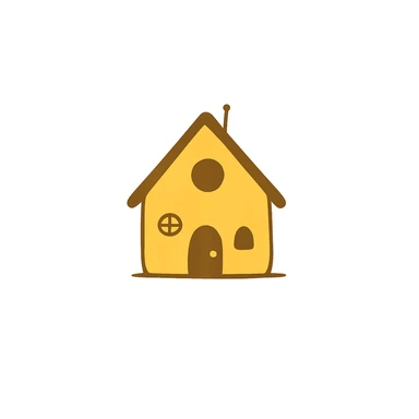 minimal house, doodle, yellow sticker