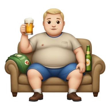 fat guy on couch with beer but very simple that i can use as background sticker