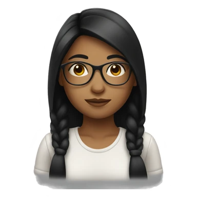 girl with black hair and glasses sticker