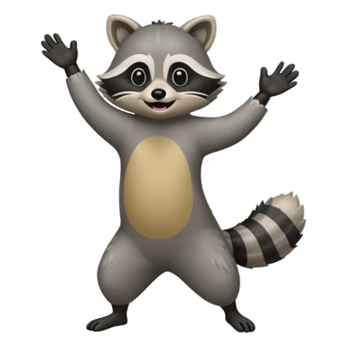 a full body raccoon celebrating / dancing  sticker