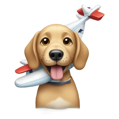 dog eating airplane  sticker