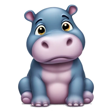 Sad cute baby hippo sticker