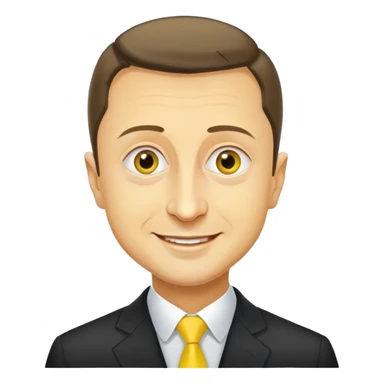 vladimir zelensky yellow face cartoon features cheerful expression sticker