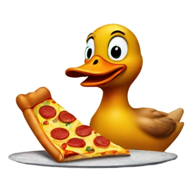 Duck eating pizza sticker