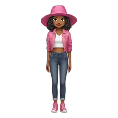 Uma menina Boiadeira com chapéu de boiadeira com roupa rosa e cabelos longos e pretos sticker