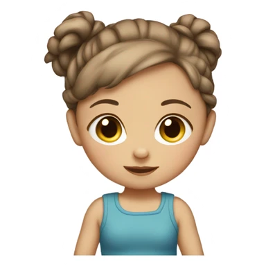 BROWN HAIR WHITE BABY GIRL WITH PONYTAILS sticker