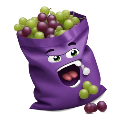 gobbling up a bag of grapes sticker