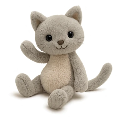 cute jellycat plushie, soft and cuddly, big eyes, gentle smile, in a playful pose sticker