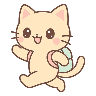 anime style adventurous cat with a backpack, energetic pose sticker