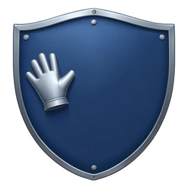 a navy blue shield with a iron glove  sticker