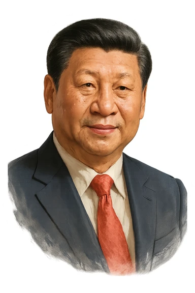 Си Цзиньпин в слегка рисованном, но при это объемный стиле, прозрачный фон sticker